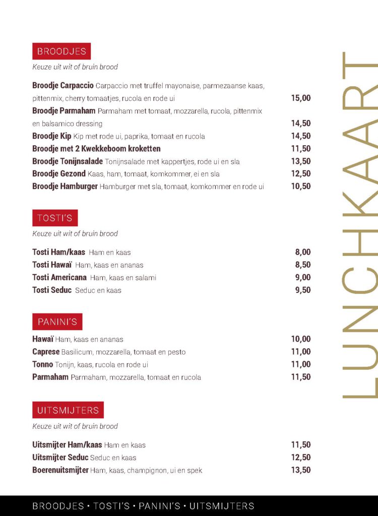 Lunch kaart Odessa 2025